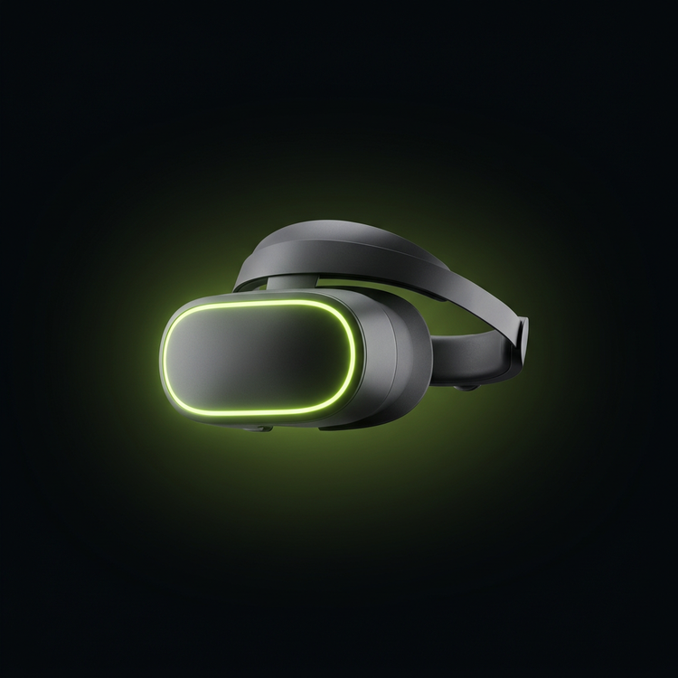 Glowing lime chat bubbles and headset in a dark space, representing AI customer support automation